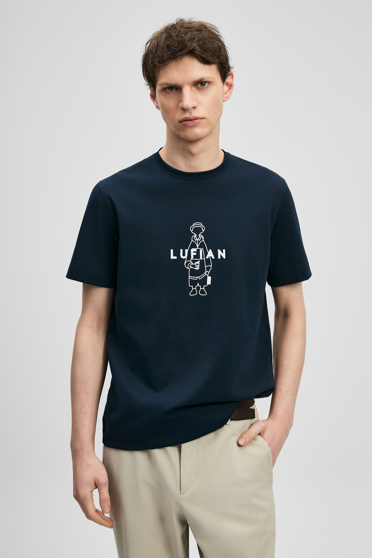 Sımbad Modern Graphic T-Shirt Navy Blue - LUFIAN