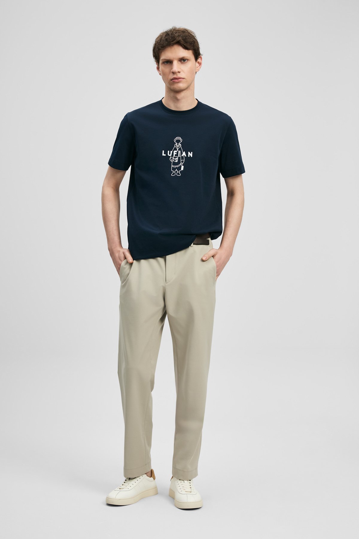 Sımbad Modern Graphic T-Shirt Navy Blue - LUFIAN