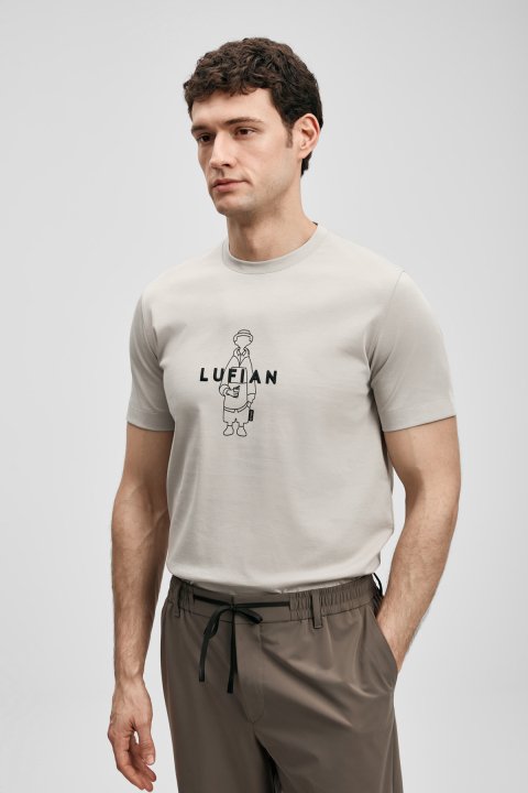 Sımbad Modern Graphic T-Shirt Stone - LUFIAN