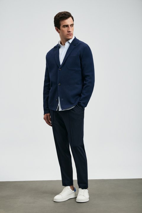 Sımon Smart Men's Chino Pants Slim Fit Navy Blue - LUFIAN