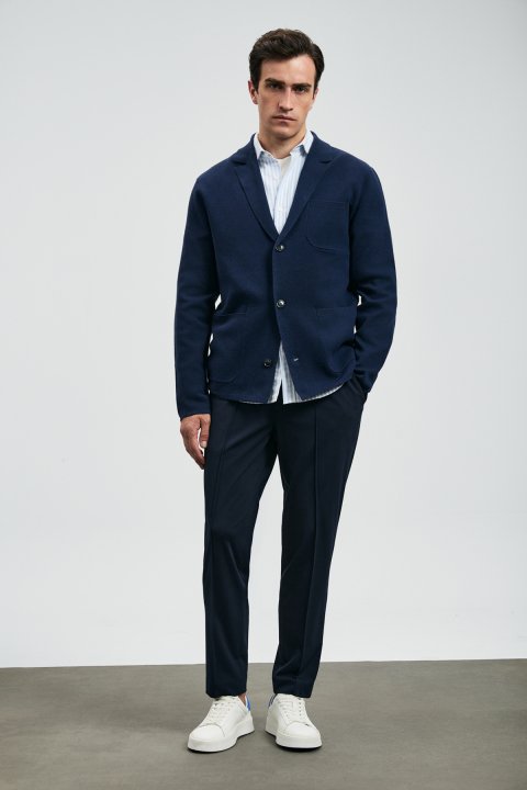 Sımon Smart Men's Chino Pants Slim Fit Navy Blue - LUFIAN