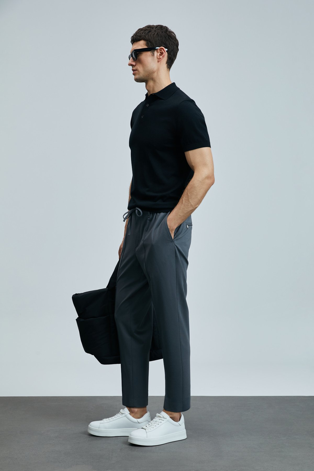 Sımon Smart Mens Chino Pants Slım Fıt Anthracıte - Lufian (1)