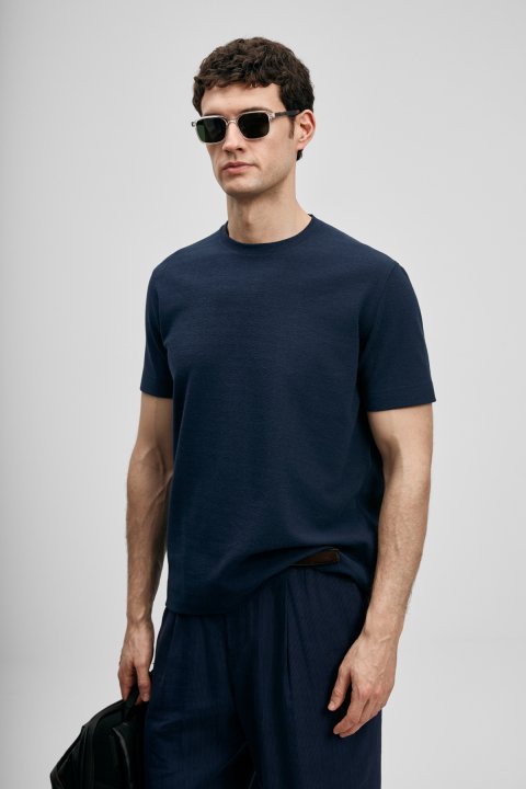 Soft Modern Graphic T-Shirt Navy Blue - LUFIAN