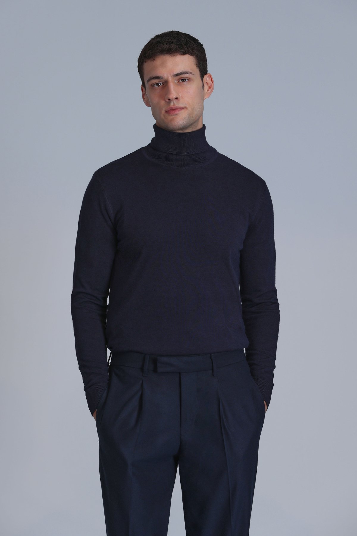 Soıl Men's Sweater Navy Blue - LUFIAN