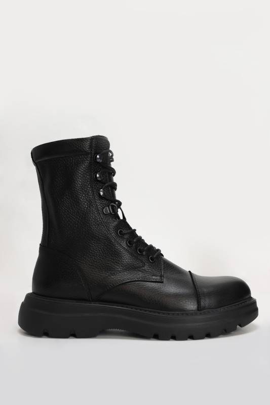 Soldato Mens Leather Bot Black - 1