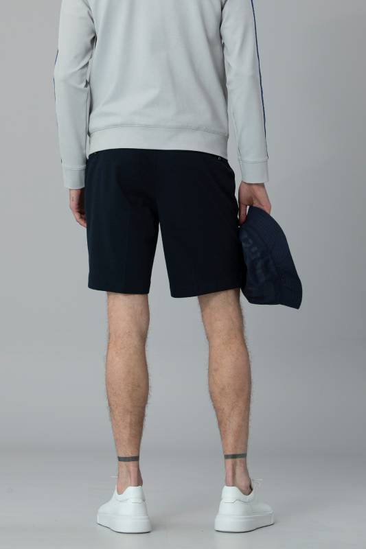 Solid Sports Mens Chino Shorts Slım Fıt Navy - 4