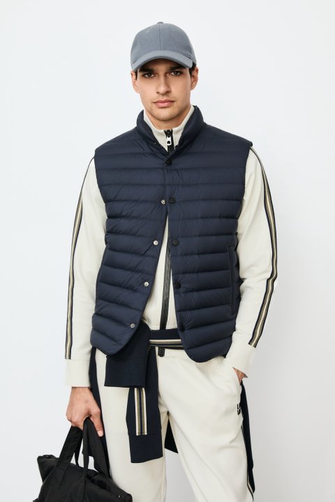 Soon Men's Down Puffer Tech Vest Navy Blue - Lufian