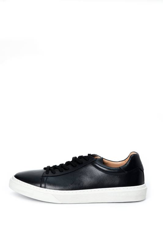 Steve Mens Leather Sneaker Shoes Black - 1