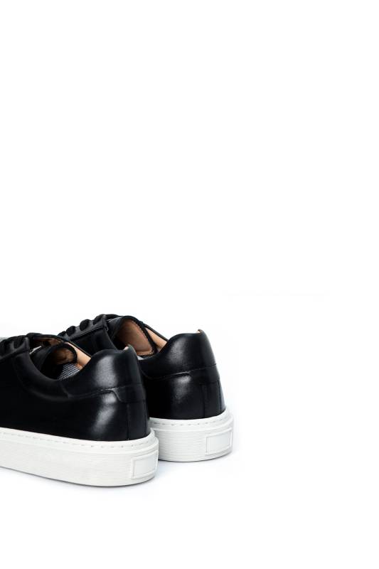 Steve Mens Leather Sneaker Shoes Black - 3