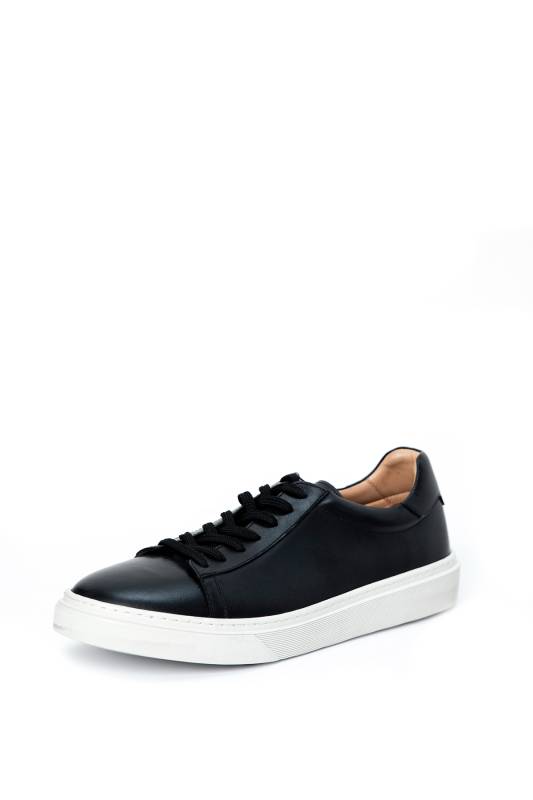 Steve Mens Leather Sneaker Shoes Black - 5