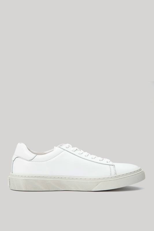 Steve Mens Leather Sneaker Shoes Whıte - 1