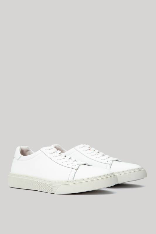 Steve Mens Leather Sneaker Shoes Whıte - 4