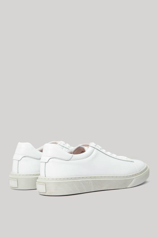 Steve Mens Leather Sneaker Shoes Whıte - 5