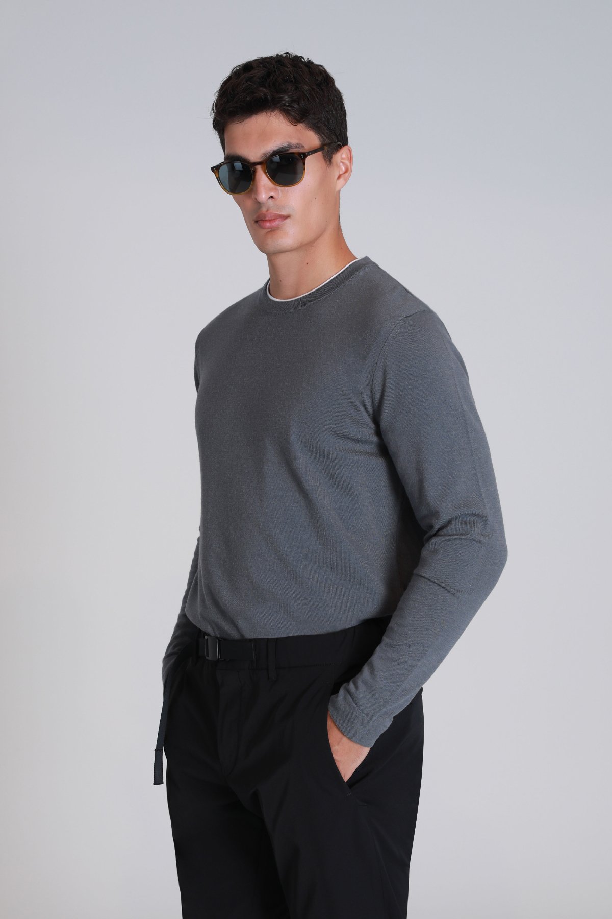 Stone Men's Sweater Dark Gray - LUFIAN