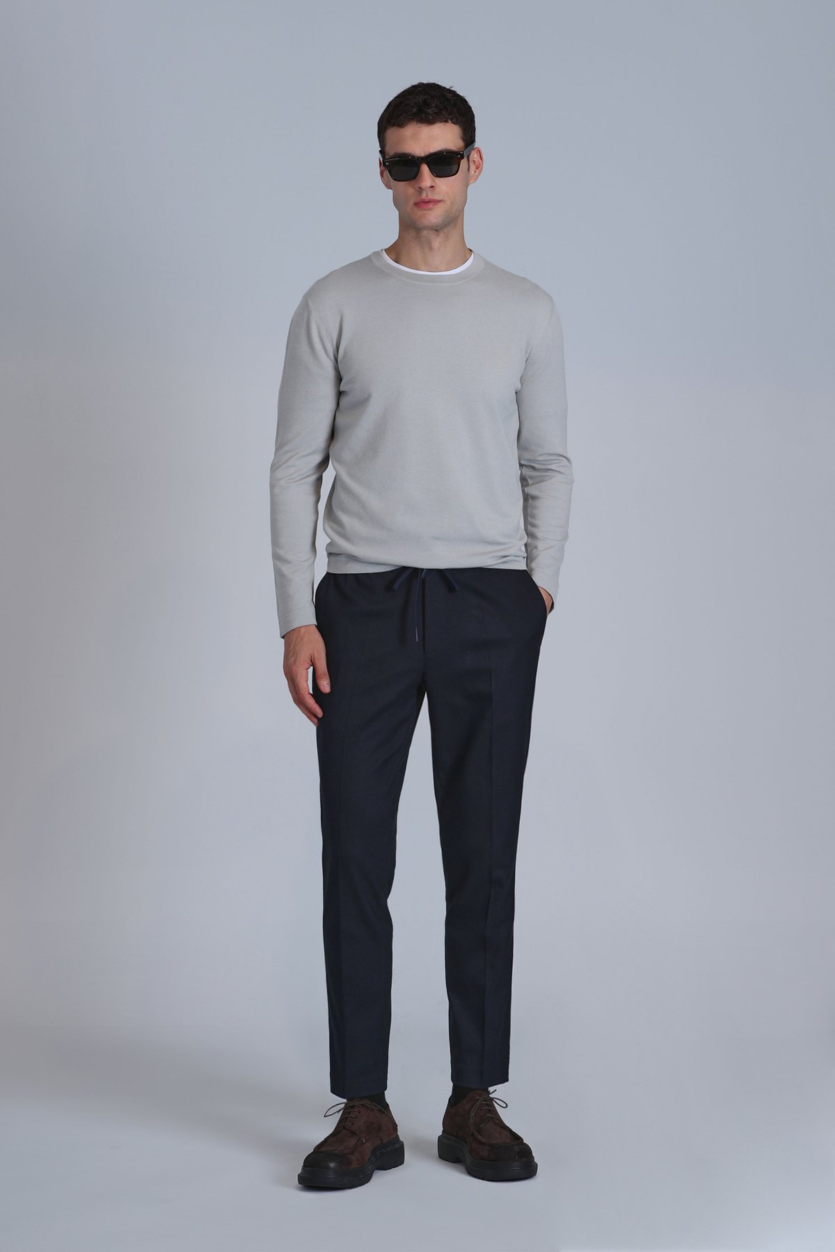 Stone Men's Sweater Light Gray - LUFIAN (1)