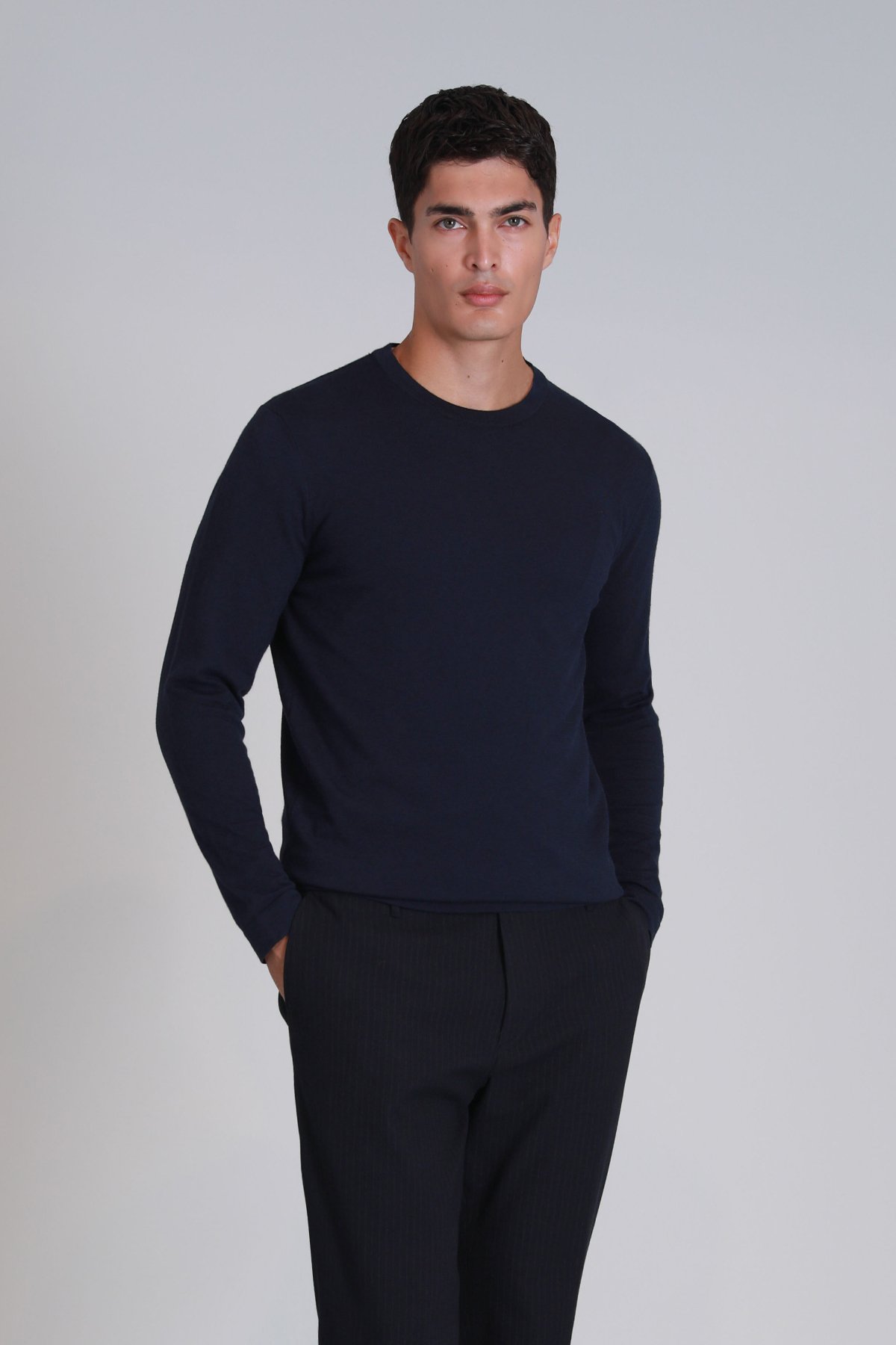 Stone Men's Sweater Navy Blue - LUFIAN