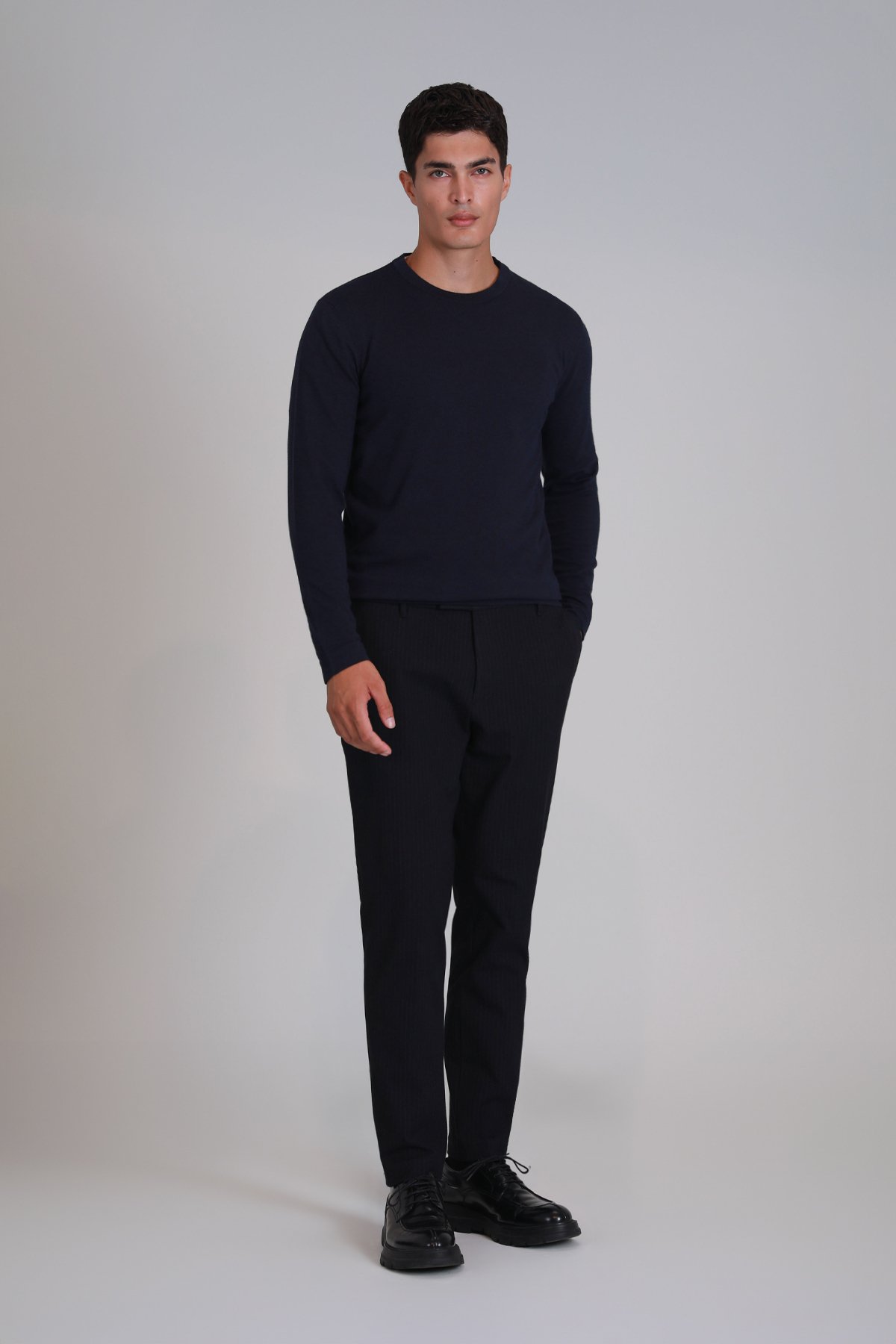 Stone Men's Sweater Navy Blue - LUFIAN (1)