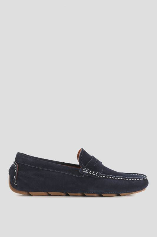 Stroll Mens Leather Loafer Shoes Navy - 1