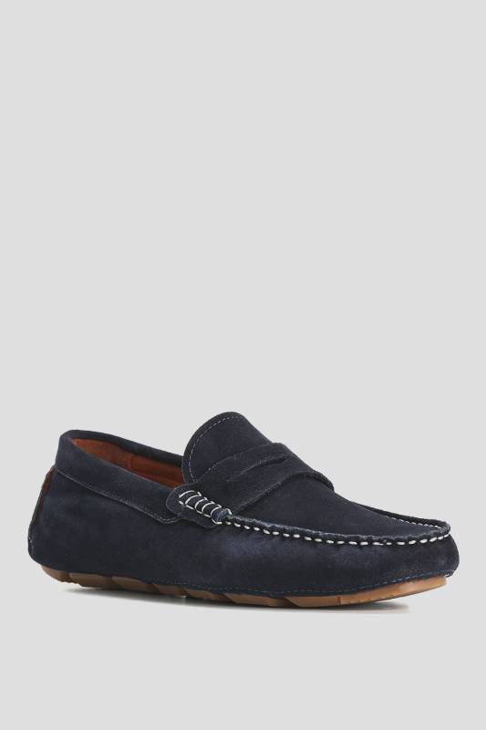 Stroll Mens Leather Loafer Shoes Navy - 2