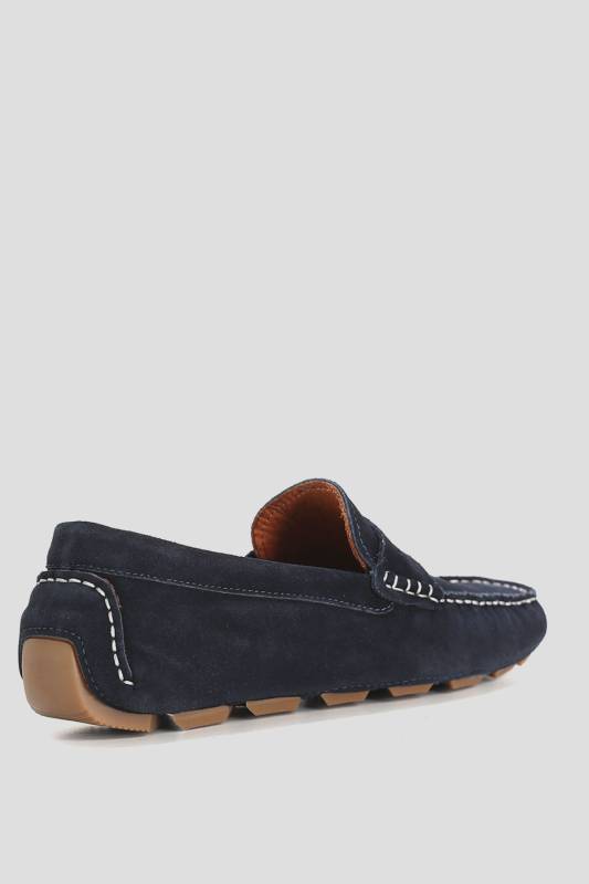 Stroll Mens Leather Loafer Shoes Navy - 3