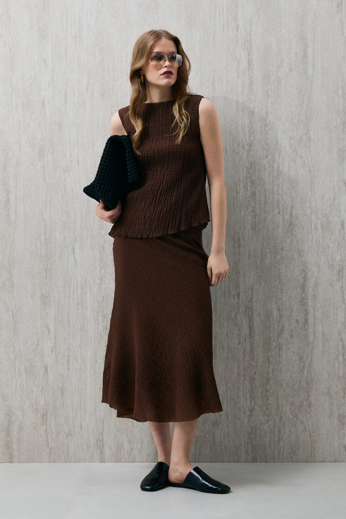 Sunny Women's Skirt Brown - LUFIAN