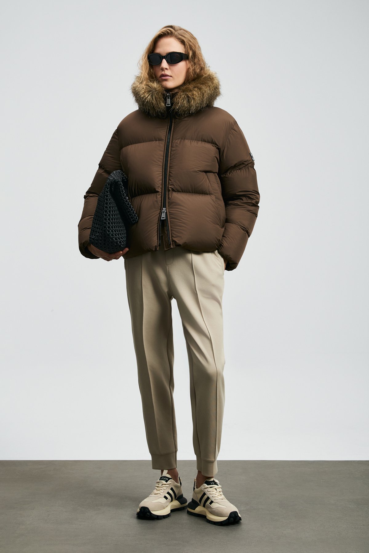 Sunshıne Goose Down Women's Coat Brown - LUFIAN
