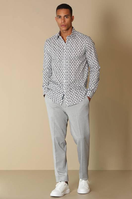 Taylor Mens Smart Shirt Slım Fıt Grey - 3