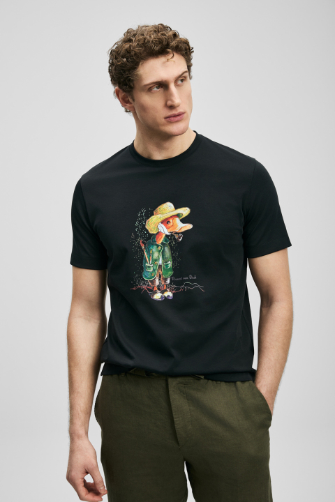 Duck Modern Grafik Tişört Siyah - Lufian