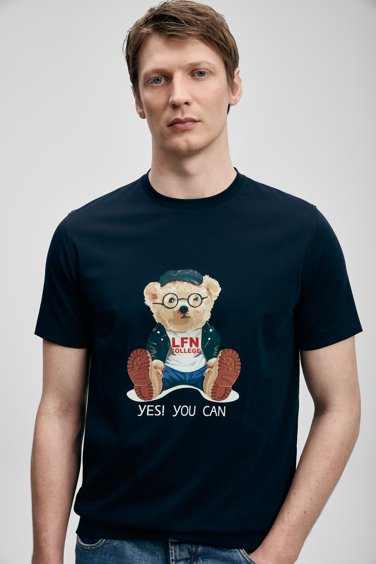 Teddy Modern Graphic T-Shirt Navy Blue - LUFIAN