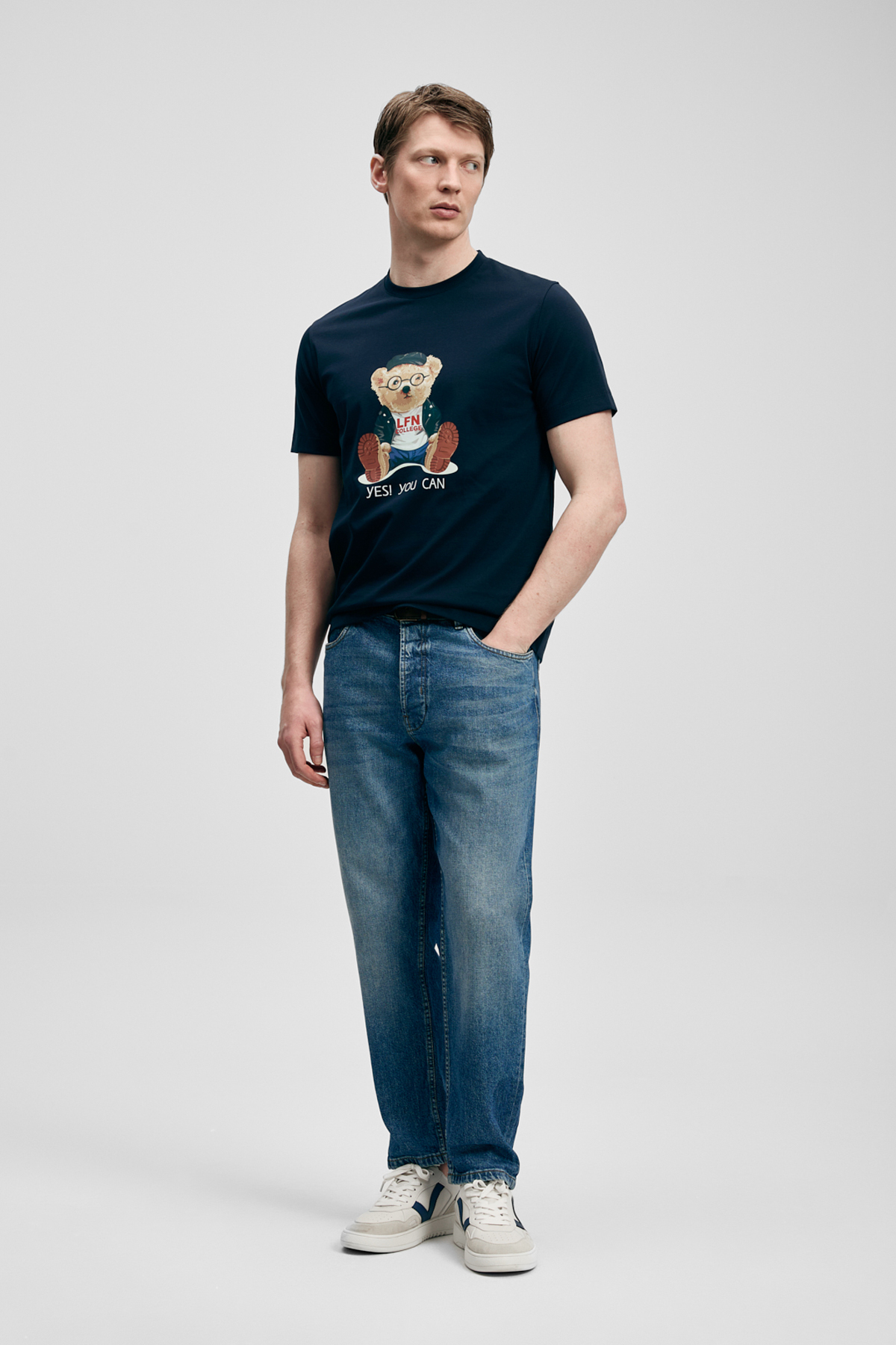 Teddy Modern Graphic T-Shirt Navy Blue - LUFIAN