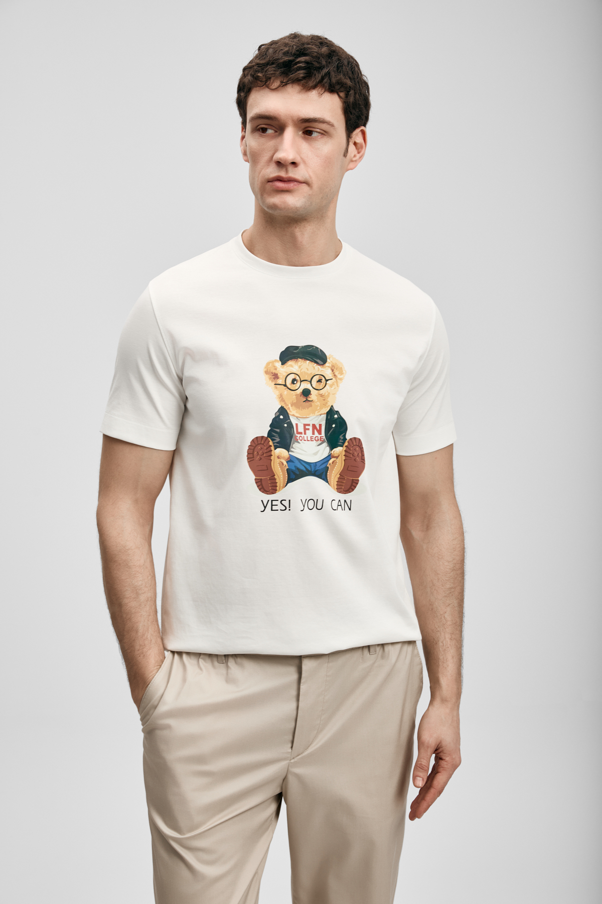 Teddy Modern Graphic T-Shirt Off White - LUFIAN