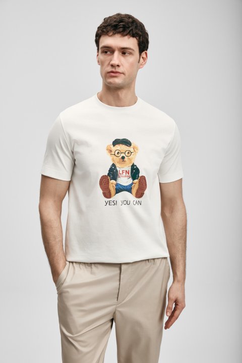 Teddy Modern Graphic T-Shirt Off White - LUFIAN