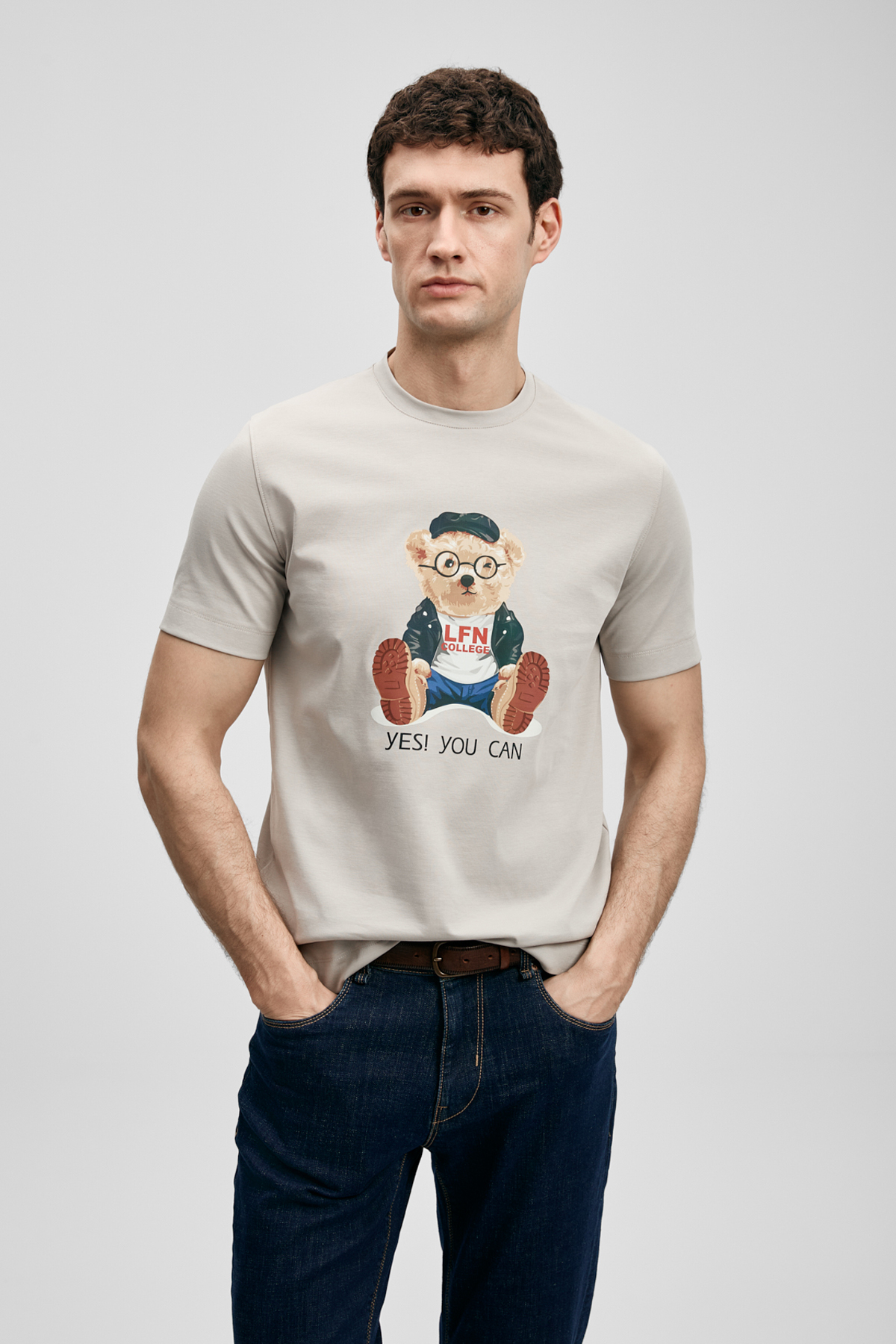 Teddy Modern Graphic T-Shirt Stone - LUFIAN
