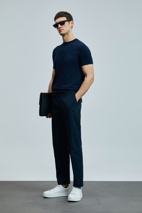 Tıno Men's Modal Blend Sweater Navy Blue - LUFIAN (1)