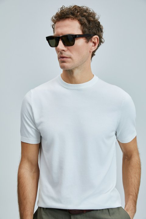 Tıno Men's Modal Blend Sweater Off White - LUFIAN