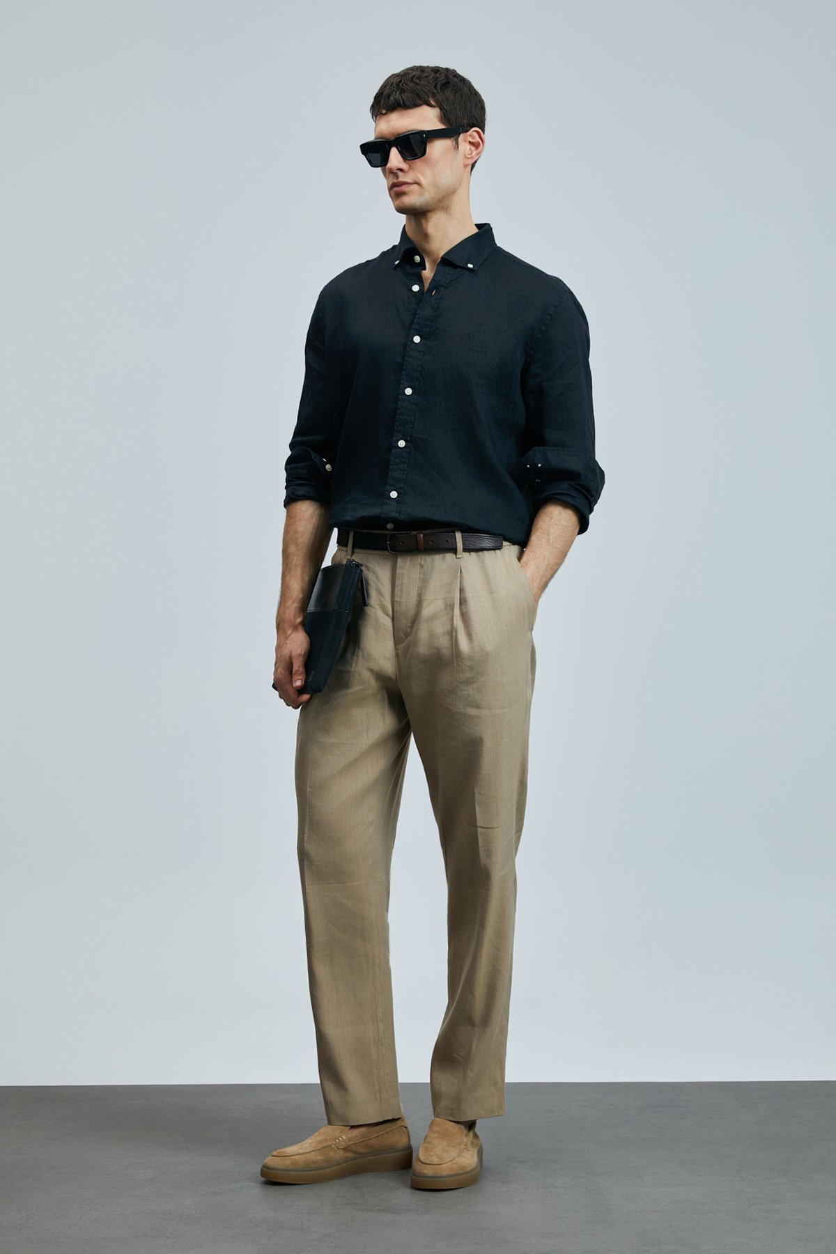 Tom Smart Men's Chino Pants Slim Fit Camel Hair - LUFIAN