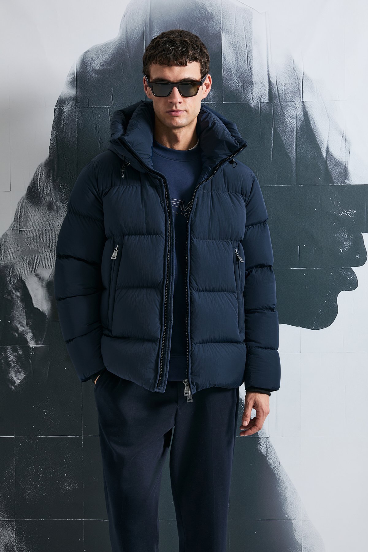 Tommy Goose Down Men's Coat Navy Blue - LUFIAN