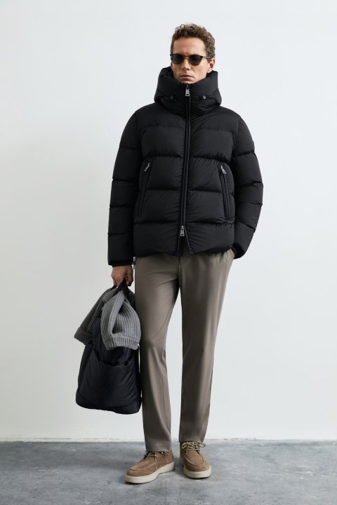 Tommy Men's Hooded Goose Down Puffer Jacket Black - LUFIAN