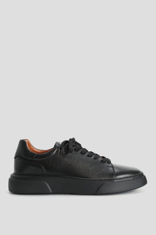 Tommy Mens Leather Sneaker Shoes Black - 1