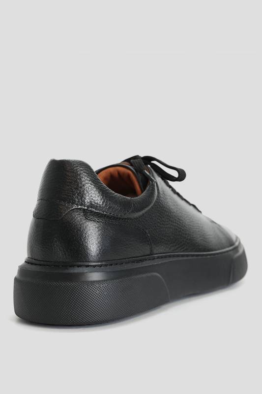 Tommy Mens Leather Sneaker Shoes Black - 3