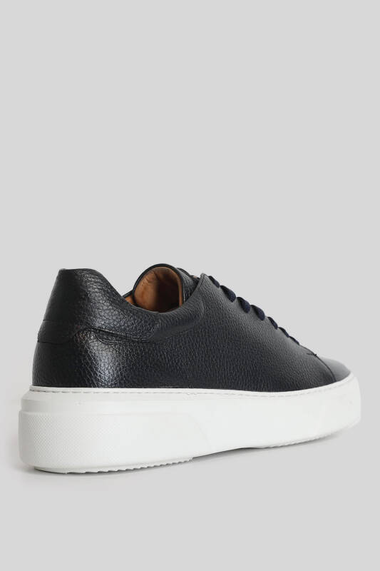 Tommy Mens Leather Sneaker Shoes Navy - 3