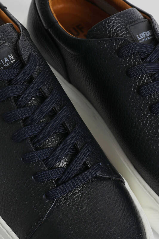 Tommy Mens Leather Sneaker Shoes Navy - 4