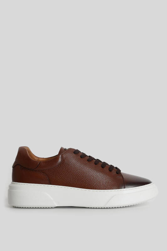 Tommy Mens Leather Sneaker Shoes Taba - 1