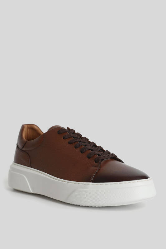 Tommy Mens Leather Sneaker Shoes Taba - 2