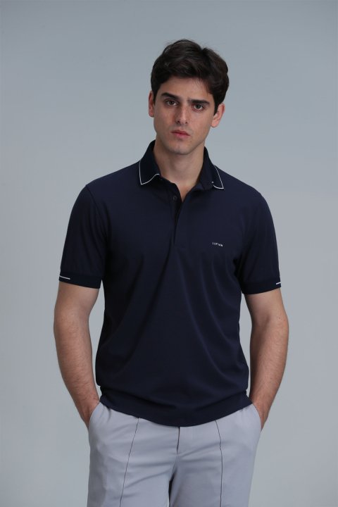 Tylor Smart Mens Polo T - Shirt Navy - Lufian