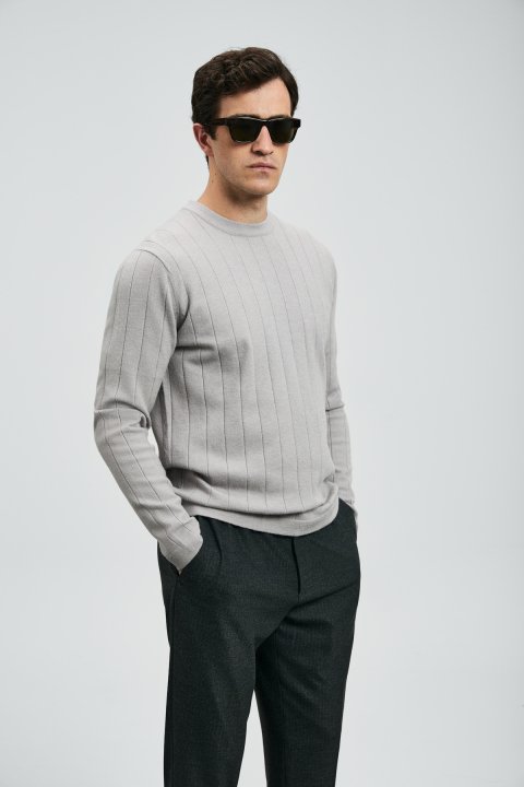 Kent Men's Sweater Light Gray - LUFIAN