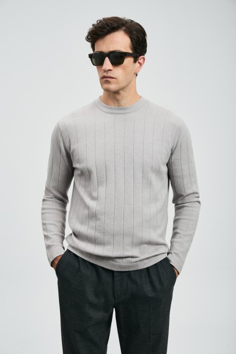 Kent Men's Sweater Light Gray - LUFIAN
