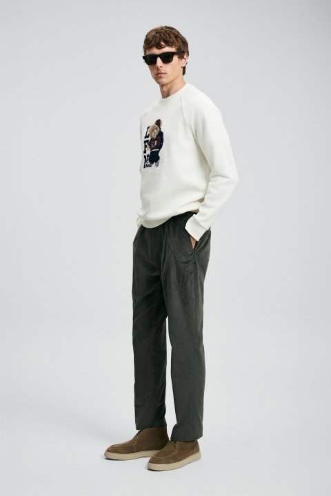 Federıc Kadife Erkek Chino Pantolon Comfort Fit Haki - Lufian (1)