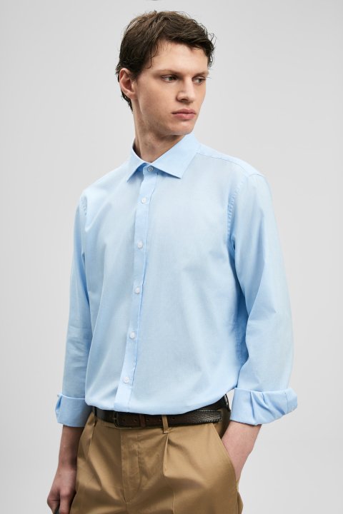 Verder Men's Basic Shirt Regular Fit Blue - LUFIAN