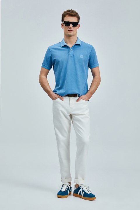 Vernon Smart Men's Polo T-Shirt Indigo - LUFIAN